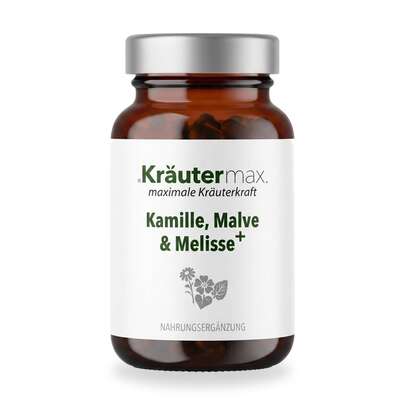 Sie sehen eine Packung Kamille, Malve & Melisse+ Kapseln 60 Stück, Produktbild: 01 Kamille, Malve & Melisse+ Kapseln 60 Stück, A-Nr.: 6129976 - 01