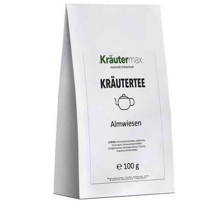 Sie sehen eine Packung Almwiesen Tee 100 g, Produktbild: 01 Almwiesen Tee 100 g, A-Nr.: 6017125 - 01