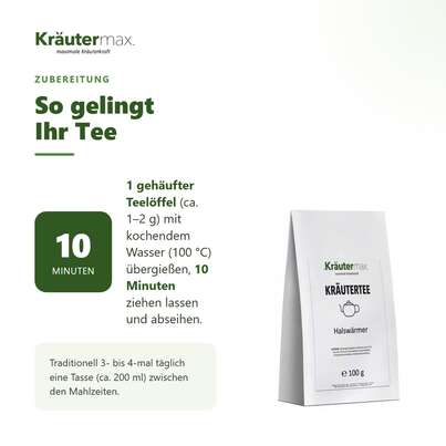 Sie sehen eine Packung Halswärmer Tee 100 g, Produktbild: 04 Halswärmer Tee 100 g, A-Nr.: 6017438 - 04