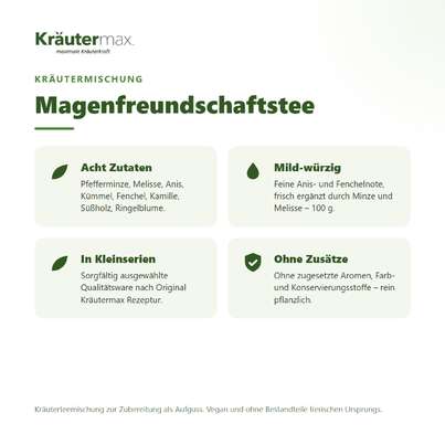 Sie sehen eine Packung Magenfreundschaftstee 100 g, Produktbild: 02 Magenfreundschaftstee 100 g, A-Nr.: 6017579 - 02