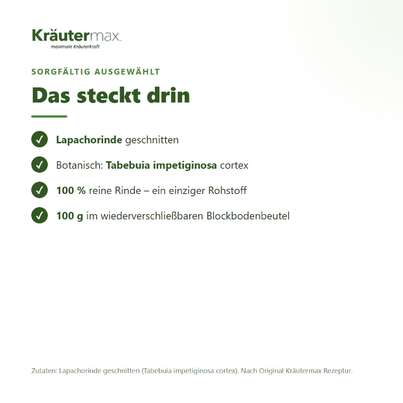 Sie sehen eine Packung Lapacho Tee 100 g, Produktbild: 03 Lapacho Tee 100 g, A-Nr.: 6017533 - 03