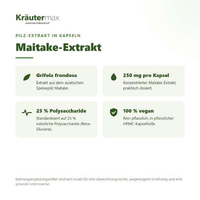 Sie sehen eine Packung Maitake Kapseln 60 Stück, Produktbild: 02 Maitake Kapseln 60 Stück, A-Nr.: 4731657 - 02