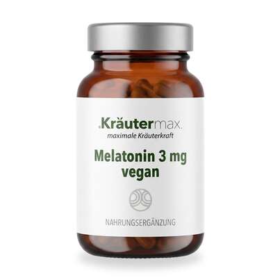 Sie sehen eine Packung Melatonin 3 mg Kapseln 60 Stück, Produktbild: 01 Melatonin 3 mg Kapseln 60 Stück, A-Nr.: 6130005 - 01