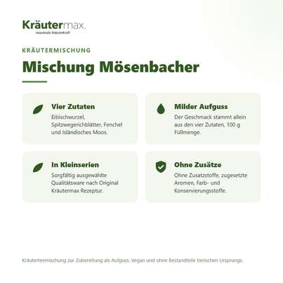 Sie sehen eine Packung Kräutertee Mischung Mösenbacher 100 g, Produktbild: 02 Kräutertee Mischung Mösenbacher 100 g, A-Nr.: 4609057 - 02