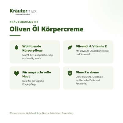 Sie sehen eine Packung Oliven Öl Creme Körper 200 ml, Produktbild: 02 Oliven Öl Creme Körper 200 ml, A-Nr.: 6001590 - 02