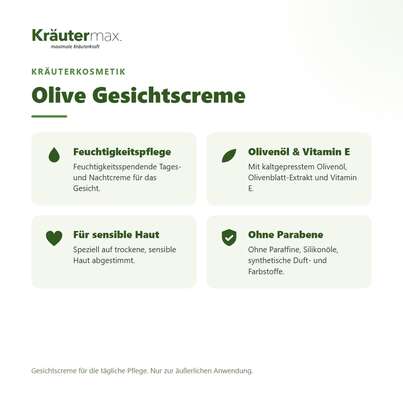 Sie sehen eine Packung Olive Gesichtscreme 100 ml, Produktbild: 02 Olive Gesichtscreme 100 ml, A-Nr.: 5942209 - 02