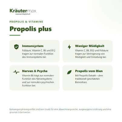 Sie sehen eine Packung Propolis Kapseln 60 Stück, Produktbild: 02 Propolis Kapseln 60 Stück, A-Nr.: 4318377 - 02