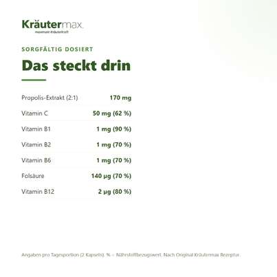 Sie sehen eine Packung Propolis Kapseln 60 Stück, Produktbild: 03 Propolis Kapseln 60 Stück, A-Nr.: 4318377 - 03