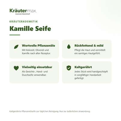 Sie sehen eine Packung Kamille Seife 100 g, Produktbild: 02 Kamille Seife 100 g, A-Nr.: 4760245 - 02