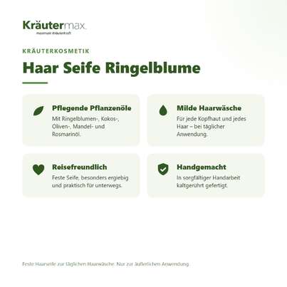 Sie sehen eine Packung Haar Seife Ringelblume 100 g, Produktbild: 02 Haar Seife Ringelblume 100 g, A-Nr.: 4938683 - 02