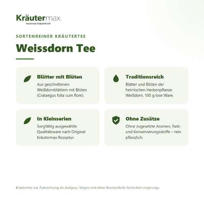 Sie sehen eine Packung Weissdorn Tee 100 g, Produktbild: 02 Weissdorn Tee 100 g, A-Nr.: 4608804 - 02
