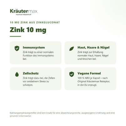 Zink 10 mg Kapseln 120 Stück, A-Nr.: 6130086 - 02