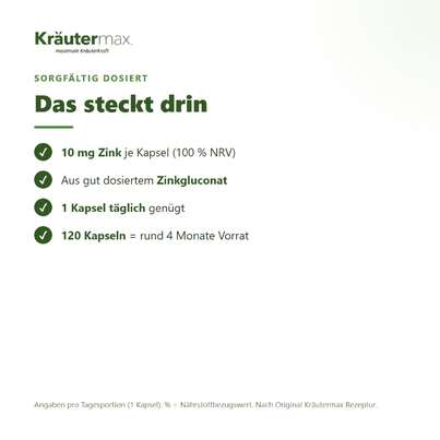 Zink 10 mg Kapseln 120 Stück, A-Nr.: 6130086 - 03