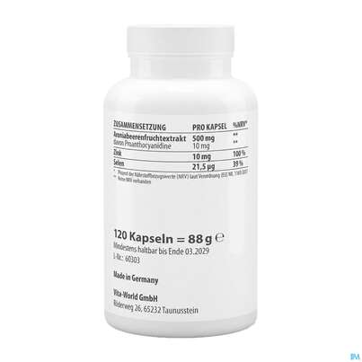 Aronia Extrakt 500mg Kapseln Vegan Vita World 120st, A-Nr.: 4836043 - 04