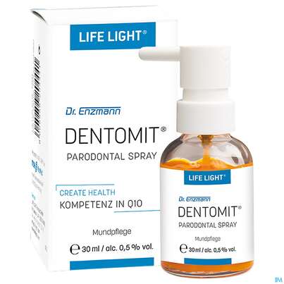 Sie sehen eine Packung Dentomit Q10 Parodontalspray -life Light 30ml, Produktbild: 02 Dentomit Q10 Parodontalspray -life Light 30ml, A-Nr.: 4069595 - 02