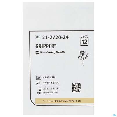 Sie sehen eine Packung Injektionsspritzen U.zubeh. Gripper Nadel 19gx25mm 12st, Produktbild: 01 Injektionsspritzen U.zubeh. Gripper Nadel 19gx25mm 12st, A-Nr.: 3297360 - 01