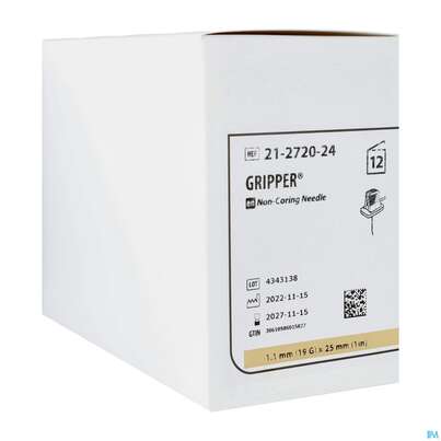 Sie sehen eine Packung Injektionsspritzen U.zubeh. Gripper Nadel 19gx25mm 12st, Produktbild: 02 Injektionsspritzen U.zubeh. Gripper Nadel 19gx25mm 12st, A-Nr.: 3297360 - 02