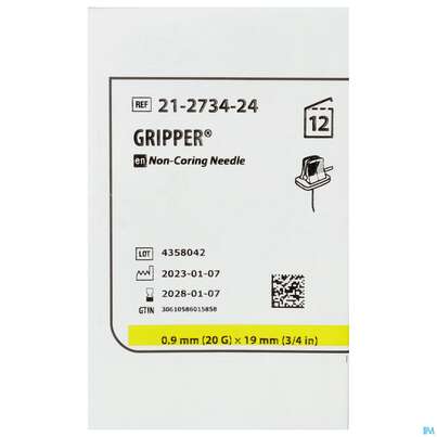 Sie sehen eine Packung Injektionsspritzen U.zubeh. Gripper Nadel 20gx19mm 12st, Produktbild: 01 Injektionsspritzen U.zubeh. Gripper Nadel 20gx19mm 12st, A-Nr.: 3297383 - 01