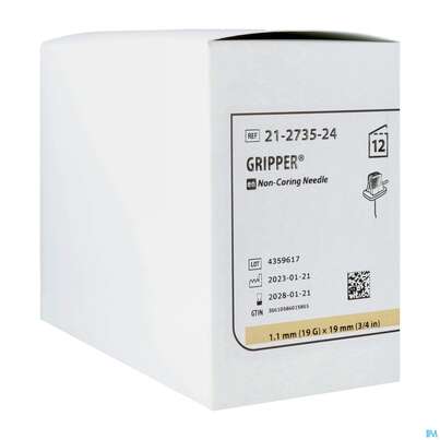 Sie sehen eine Packung Injektionsspritzen U.zubeh. Portnadel Gripper 19gx19mm 21-27 12st, Produktbild: 02 Injektionsspritzen U.zubeh. Portnadel Gripper 19gx19mm 21-27 12st, A-Nr.: 1780402 - 02