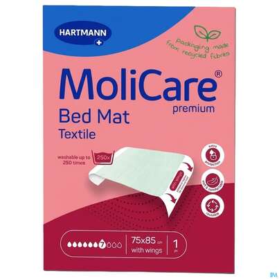 Sie sehen eine Packung Inkontinenz Molicare Premium/bed/mat/textile 7 Tropfen 75x185cm 10st, Produktbild: 01 Inkontinenz Molicare Premium/bed/mat/textile 7 Tropfen 75x185cm 10st, A-Nr.: 5225962 - 01