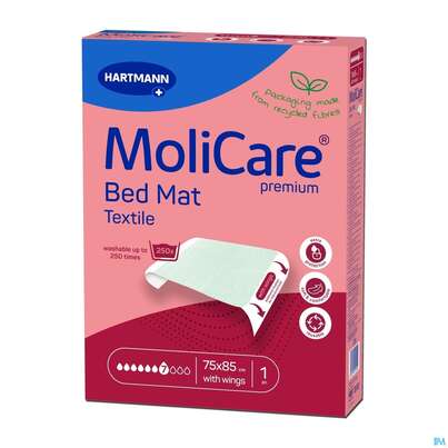 Sie sehen eine Packung Inkontinenz Molicare Premium/bed/mat/textile 7 Tropfen 75x185cm 10st, Produktbild: 02 Inkontinenz Molicare Premium/bed/mat/textile 7 Tropfen 75x185cm 10st, A-Nr.: 5225962 - 02