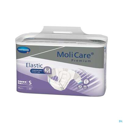 Sie sehen eine Packung Inkontinenz Molicare Premium/elastic 8 Tropfen 50-90cm S 30st, Produktbild: 01 Inkontinenz Molicare Premium/elastic 8 Tropfen 50-90cm S 30st, A-Nr.: 4996686 - 01