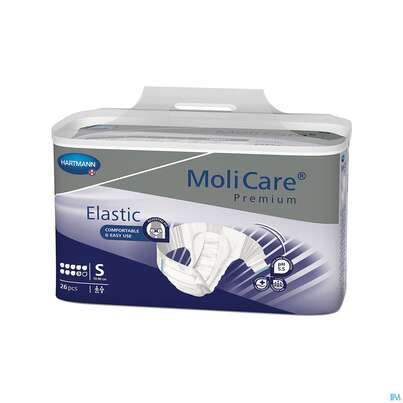 Sie sehen eine Packung Inkontinenz Molicare Premium/elastic 9 Tropfen 50-90cm S 26st, Produktbild: 01 Inkontinenz Molicare Premium/elastic 9 Tropfen 50-90cm S 26st, A-Nr.: 4996723 - 01