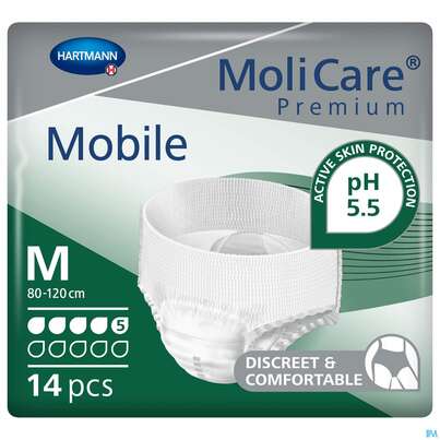 Inkontinenz Molicare Premium/mobile/5 Tropfen Gruen M 80-120cm 14st, A-Nr.: 2724848 - 01