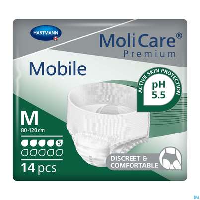 Inkontinenz Molicare Premium/mobile/5 Tropfen Gruen M 80-120cm 14st, A-Nr.: 2724848 - 02