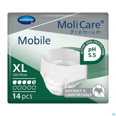 Inkontinenz Molicare Premium/mobile/5 Tropfen Gruen Xl 130-170cm 14st, A-Nr.: 4176055 - 02