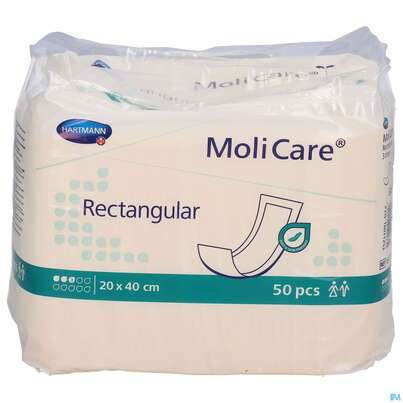 Sie sehen eine Packung Inkontinenz Molicare Rectangular 3 Tropfen 20x40cm 50st, Produktbild: 01 Inkontinenz Molicare Rectangular 3 Tropfen 20x40cm 50st, A-Nr.: 4522221 - 01