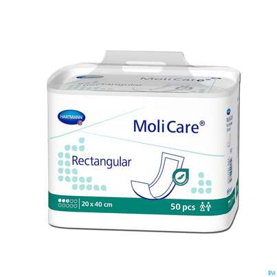 Sie sehen eine Packung Inkontinenz Molicare Rectangular 3 Tropfen 20x40cm 50st, Produktbild: 04 Inkontinenz Molicare Rectangular 3 Tropfen 20x40cm 50st, A-Nr.: 4522221 - 04