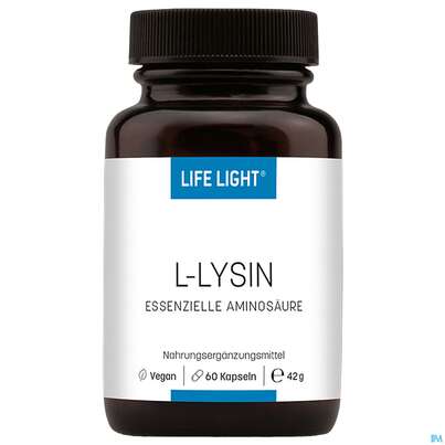 Sie sehen eine Packung L-lysin Kapseln 500mg Life Light 60st, Produktbild: 02 L-lysin Kapseln 500mg Life Light 60st, A-Nr.: 3134735 - 02