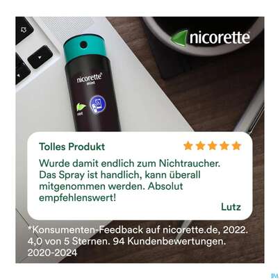 Sie sehen eine Packung Nicorette Spray 1mg/spruehstoss Z.anw.i.d.mundhoehle lösung Mint 2st, Produktbild: 05 Nicorette Spray 1mg/spruehstoss Z.anw.i.d.mundhoehle lösung Mint 2st, A-Nr.: 3916142 - 05