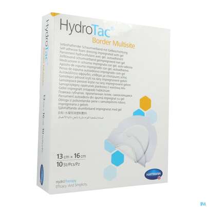Sie sehen eine Packung Schaumverband Hydrotac Border Multisite 13x16cm 10st, Produktbild: 02 Schaumverband Hydrotac Border Multisite 13x16cm 10st, A-Nr.: 5310515 - 02
