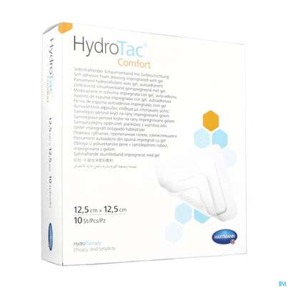 Sie sehen eine Packung Schaumverband Hydrotac Comfort 12,5x 12,5cm 10st, Produktbild: 03 Schaumverband Hydrotac Comfort 12,5x 12,5cm 10st, A-Nr.: 4034527 - 03