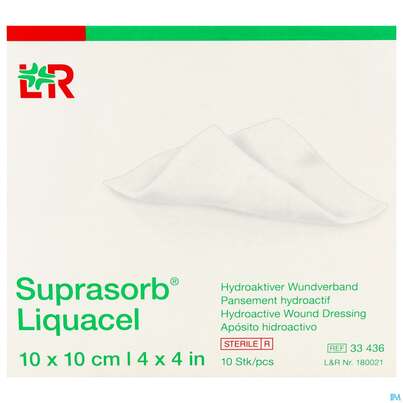 Sie sehen eine Packung Suprasorb/liquacel Kompresse 10x 10cm 10st, Produktbild: 01 Suprasorb/liquacel Kompresse 10x 10cm 10st, A-Nr.: 4080993 - 01