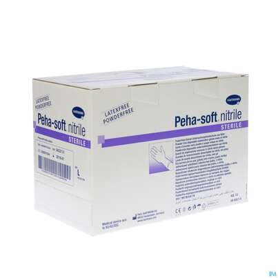Sie sehen eine Packung Untersuchungshandschuhe Peha/soft/puderfrei Nitrile Sterile L 100st, Produktbild: 05 Untersuchungshandschuhe Peha/soft/puderfrei Nitrile Sterile L 100st, A-Nr.: 3997614 - 05