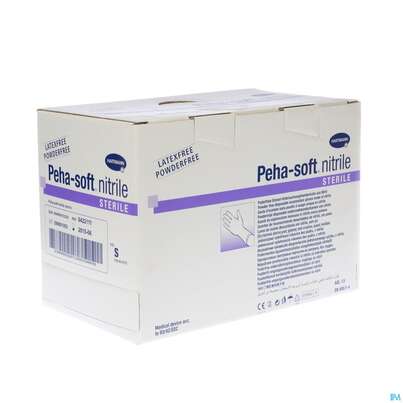 Sie sehen eine Packung Untersuchungshandschuhe Peha/soft/puderfrei Nitrile Sterile S 100st, Produktbild: 03 Untersuchungshandschuhe Peha/soft/puderfrei Nitrile Sterile S 100st, A-Nr.: 3997583 - 03