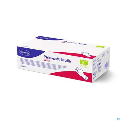 Sie sehen eine Packung Untersuchungshandschuhe Peha/soft/puderfrei Nitrile Unsteril White M 200st, Produktbild: 02 Untersuchungshandschuhe Peha/soft/puderfrei Nitrile Unsteril White M 200st, A-Nr.: 3994047 - 02