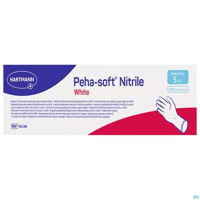 Untersuchungshandschuhe Peha/soft/puderfrei Nitrile Unsteril White S 200st, A-Nr.: 3994030 - 01