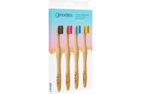 Nordics Öko Zahnbürsten Bambus Sparpack 4x Erwachsene, A-Nr.: 5666873 - 01