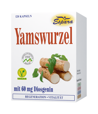 Sie sehen eine Packung Espara Yamswurzel Kapseln, Produktbild: 01 Espara Yamswurzel Kapseln, A-Nr.: 2641507 - 01