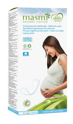 Sie sehen eine Packung Masmi Organic Care - Bio Wöchnerinnen Vorlagen / Bio Wochenbetteinlagen, Produktbild: 03 Masmi Organic Care - Bio Wöchnerinnen Vorlagen / Bio Wochenbetteinlagen, A-Nr.: 4368760 - 03