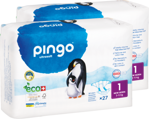 Bio Windeln New Born Jumbo 2-5 kg Pinguin - Pingo Swiss, A-Nr.: 5447177 - 01