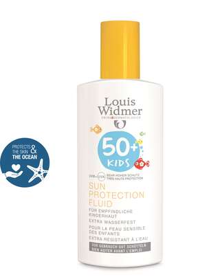 Sie sehen eine Packung Widmer Sun Protection Kids Fluid 50+, Produktbild: 01 Widmer Sun Protection Kids Fluid 50+, A-Nr.: 4324225 - 01