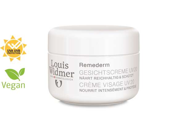 Sie sehen eine Packung Widmer Remederm Gesichtscreme UV20, Produktbild: 01 Widmer Remederm Gesichtscreme UV20, A-Nr.: 4782695 - 01