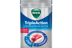 Sie sehen eine Packung WICK TRIPLE ACTION zfr. 72g,Btl., Produktbild: 01 WICK TRIPLE ACTION zfr. 72g,Btl., A-Nr.: 4777234 - 01