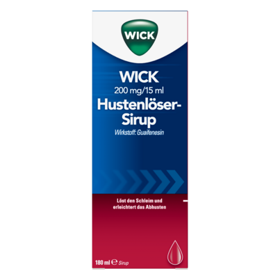 Sie sehen eine Packung WICK Hustenlöser-Sirup 200mg/15ml, Produktbild: 01 WICK Hustenlöser-Sirup 200mg/15ml, A-Nr.: 3924213 - 01