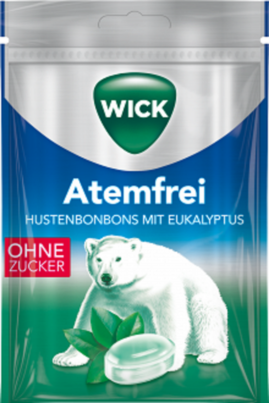 Sie sehen eine Packung WICK ATEMFREI zfr. 72g, Btl., Produktbild: 01 WICK ATEMFREI zfr. 72g, Btl., A-Nr.: 3833539 - 01
